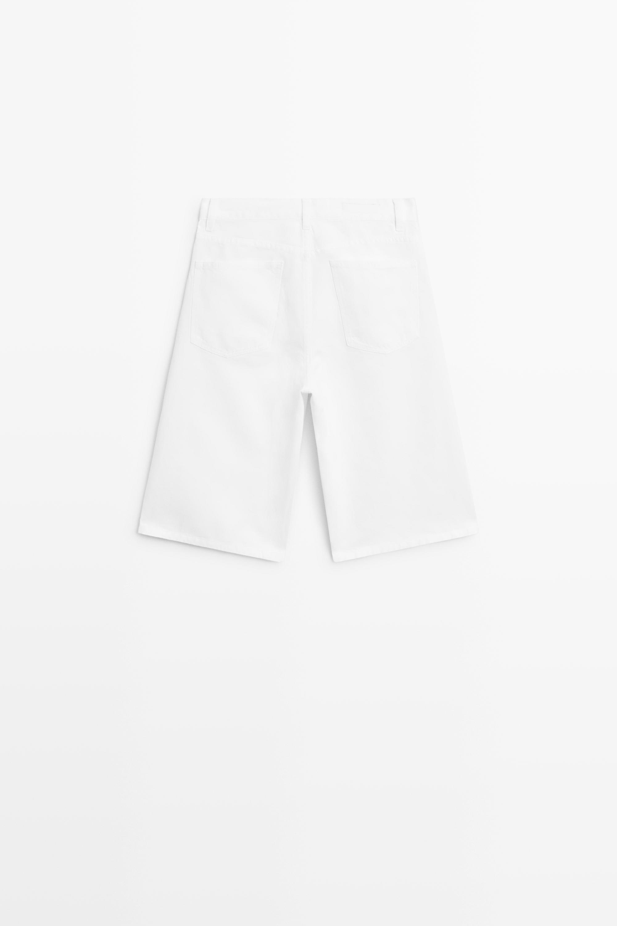 Cotton and linen blend Bermuda shorts